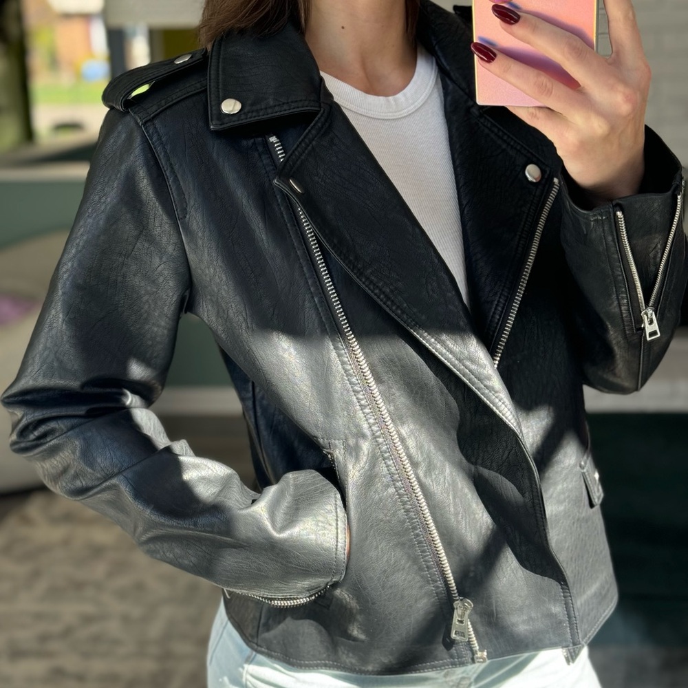 Topshop leather biker jacket. Size US 4.